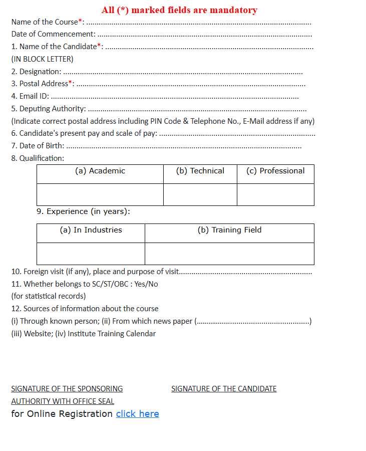 application format